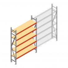 Grootvakstelling AR 2250x1850x400 mm (hxbxd) 5 niveaus verzinkt beginsectie met voorgemonteerde frames