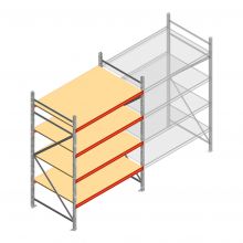 Grootvakstelling AR 2250x1850x1000 mm (hxbxd) 4 niveaus verzinkt beginsectie met voorgemonteerde frames