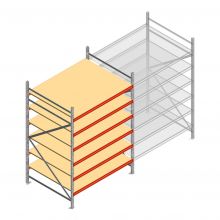 Grootvakstelling AR 2250x1850x1200 mm (hxbxd) 6 niveaus verzinkt beginsectie met voorgemonteerde frames