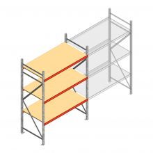 Grootvakstelling AR 2500x1610x800 mm (hxbxd) 3 niveaus verzinkt beginsectie met voorgemonteerde frames