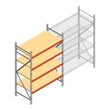 Grootvakstelling AR 2500x1610x800 mm (hxbxd) 4 niveaus verzinkt beginsectie met voorgemonteerde frames
