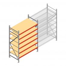 Grootvakstelling AR 2500x1610x800 mm (hxbxd) 6 niveaus verzinkt beginsectie met voorgemonteerde frames