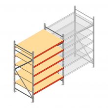 Grootvakstelling AR 2500x1610x1000 mm (hxbxd) 5 niveaus verzinkt beginsectie met voorgemonteerde frames