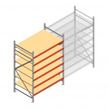 Grootvakstelling AR 2500x1610x1000 mm (hxbxd) 6 niveaus verzinkt beginsectie met voorgemonteerde frames