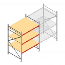 Grootvakstelling AR 2500x1610x1200 mm (hxbxd) 3 niveaus verzinkt beginsectie met voorgemonteerde frames