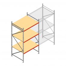 Grootvakstelling AR 3000x1850x1200 mm (hxbxd) 3 niveaus verzinkt beginsectie met voorgemonteerde frames