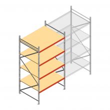 Grootvakstelling AR 3000x1850x1200 mm (hxbxd) 4 niveaus verzinkt beginsectie met voorgemonteerde frames