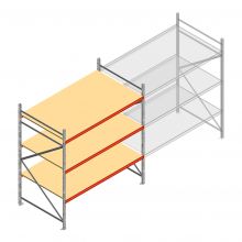 Grootvakstelling AR 2250x2010x1200 mm (hxbxd) 3 niveaus verzinkt beginsectie met voorgemonteerde frames
