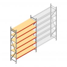 Grootvakstelling AR 3000x2250x600 mm (hxbxd) 6 niveaus verzinkt beginsectie met voorgemonteerde frames