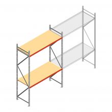 Grootvakstelling AR 3000x2010x800 mm (hxbxd) 2 niveaus verzinkt beginsectie met voorgemonteerde frames