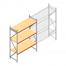 Grootvakstelling AR 3000x2010x800 mm (hxbxd) 3 niveaus verzinkt beginsectie met voorgemonteerde frames