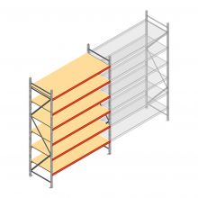 Grootvakstelling AR 3000x2250x800 mm (hxbxd) 6 niveaus verzinkt beginsectie met voorgemonteerde frames