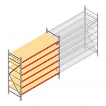 Grootvakstelling AR 2250x2700x800 mm (hxbxd) 6 niveaus verzinkt beginsectie met voorgemonteerde frames