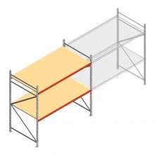 Grootvakstelling AR 2500x2700x1200 mm (hxbxd) 2 niveaus verzinkt beginsectie met voorgemonteerde frames