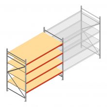 Grootvakstelling AR 2500x2700x1200 mm (hxbxd) 4 niveaus verzinkt beginsectie met voorgemonteerde frames