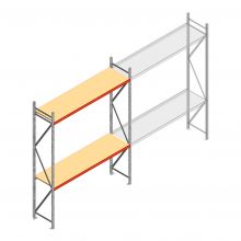 Grootvakstelling AR 3000x2700x600 mm (hxbxd) 2 niveaus verzinkt beginsectie met voorgemonteerde frames