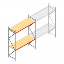 Grootvakstelling AR 3000x2700x800 mm (hxbxd) 2 niveaus verzinkt beginsectie met voorgemonteerde frames