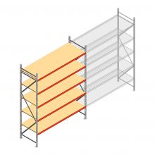 Grootvakstelling AR 3000x2700x800 mm (hxbxd) 5 niveaus verzinkt beginsectie met voorgemonteerde frames