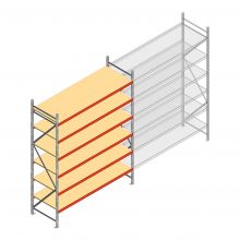Grootvakstelling AR 3000x2700x800 mm (hxbxd) 6 niveaus verzinkt beginsectie met voorgemonteerde frames