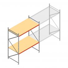 Grootvakstelling AR 3000x2700x1200 mm (hxbxd) 2 niveaus verzinkt beginsectie met voorgemonteerde frames