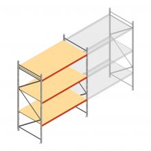 Grootvakstelling AR 3000x2700x1200 mm (hxbxd) 3 niveaus verzinkt beginsectie met voorgemonteerde frames