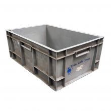 Gebruikte kunststof stapelbak, magazijnbak Bekuplast 600x400x235 mm (lxbxh) grijs