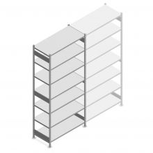 Deels gebruikte Heavy Duty legbordstelling 3000x1000x500 mm (hxbxd) 7 niveaus beginsectie