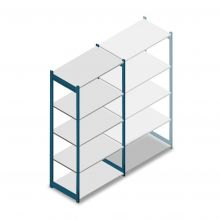 Deels gebruikte Magista legbordstelling 2000x1215x355 mm (hxbxd) 5 niveaus beginsectie