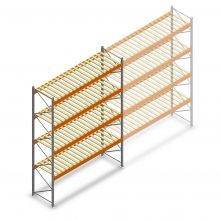 Gebruikte Dexion Speedlock palletstelling 4800x3490x1065 mm (hxbxd) 4 niveaus beginsectie