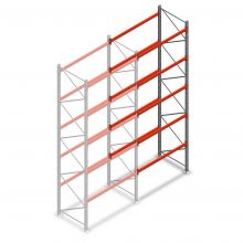 Palletstelling AR T2 5000x1850x1100mm (hxbxd) 5 niveaus 2530kg/niv aanbouwsectie met voorgemonteerde frames