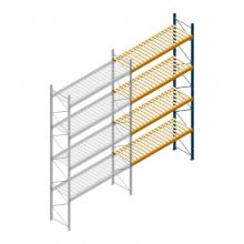 Gebruikte Esmena palletstelling 5900x3400x1100mm (hxbxd) 4 niveaus aanbouwsectie