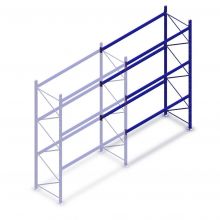 Gebruikte Stow palletstelling 5500x2700x1100mm (hxbxd) 3 niveaus aanbouwsectie