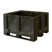 Palletbox blokpalletformaat 1200x1000x760 mm (lxbxh) op 3 sleeplatten zwart