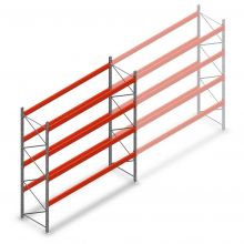 Palletstelling AR T2 4000x3600x1100mm (hxbxd) 4 niveaus 3004kg/niv beginsectie met voorgemonteerde frames
