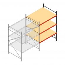Grootvakstelling AR 2500x1610x1200 mm (hxbxd) 3 niveaus antraciet aanbouwsectie met voorgemonteerde frames