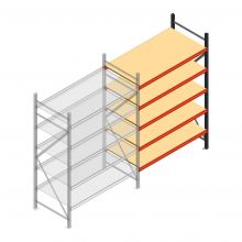 Grootvakstelling AR 2500x1610x800 mm (hxbxd) 5 niveaus antraciet aanbouwsectie met voorgemonteerde frames