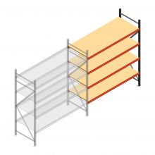 Grootvakstelling AR 2500x2250x800 mm (hxbxd) 4 niveaus antraciet aanbouwsectie met voorgemonteerde frames
