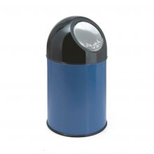 Afvalbak met pushdeksel 30 liter blauw-zwart