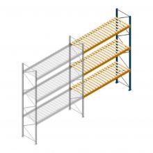 Deels gebruikte Esmena/Apersa palletstelling 3000x3400x1100 3 niveaus aanbouwsectie