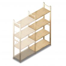 Houten legbordstelling BT Combi 1780x870x370 mm (hxbxd) 4 niveaus aanbouwsectie