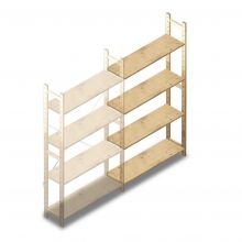Houten legbordstelling BT Combi 1780x970x280 mm (hxbxd) 4 niveaus aanbouwsectie
