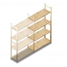 Houten legbordstelling BT Combi 1780x970x370 mm (hxbxd) 4 niveaus aanbouwsectie
