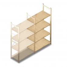 Houten legbordstelling BT Combi 1780x970x500 mm (hxbxd) 4 niveaus aanbouwsectie