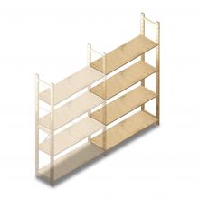 Houten legbordstelling BT Combi 1780x1170x370 mm (hxbxd) 4 niveaus aanbouwsectie