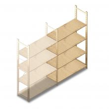 Houten legbordstelling BT Combi 1780x1170x500 mm (hxbxd) 4 niveaus aanbouwsectie