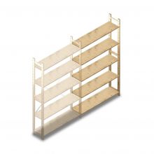 Houten legbordstelling BT Combi 2080x1170x280 mm (hxbxd) 5 niveaus aanbouwsectie