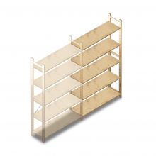 Houten legbordstelling BT Combi 2080x1170x370 mm (hxbxd) 5 niveaus aanbouwsectie