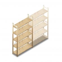 Houten legbordstelling BT Combi 2080x1170x370 mm (hxbxd) 5 niveaus beginsectie