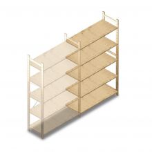 Houten legbordstelling BT Combi 2080x1170x500 mm (hxbxd) 5 niveaus aanbouwsectie