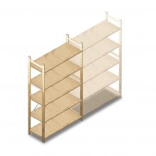 Houten legbordstelling BT Combi 2080x1170x500 mm (hxbxd) 5 niveaus beginsectie